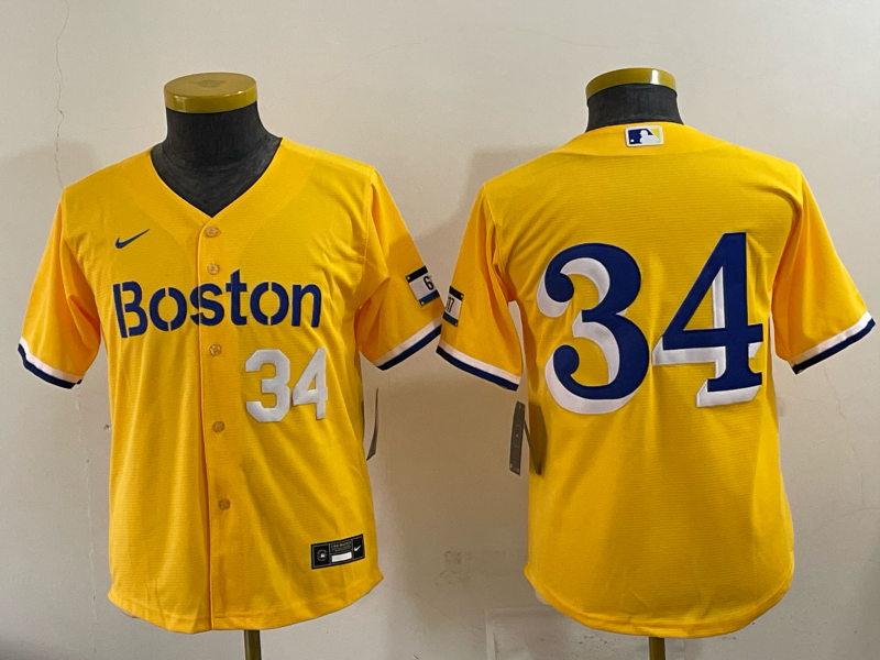 Youth 2025 Boston Red Sox #34 Ortiz yellow Game Nike MLB Jersey 004->youth mlb jersey->Youth Jersey